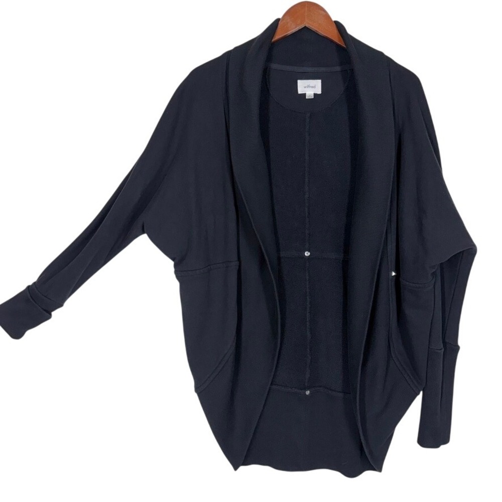 Wilfred Aritzia Womens Diderot Cocoon Cardigan M Black Open Front Shawl Collar